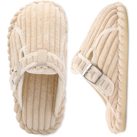 Comfy Corduroy Clogs: Women's Slip-On House Shoes with Memory Foam & Safety Sole - Picture 1 of 7